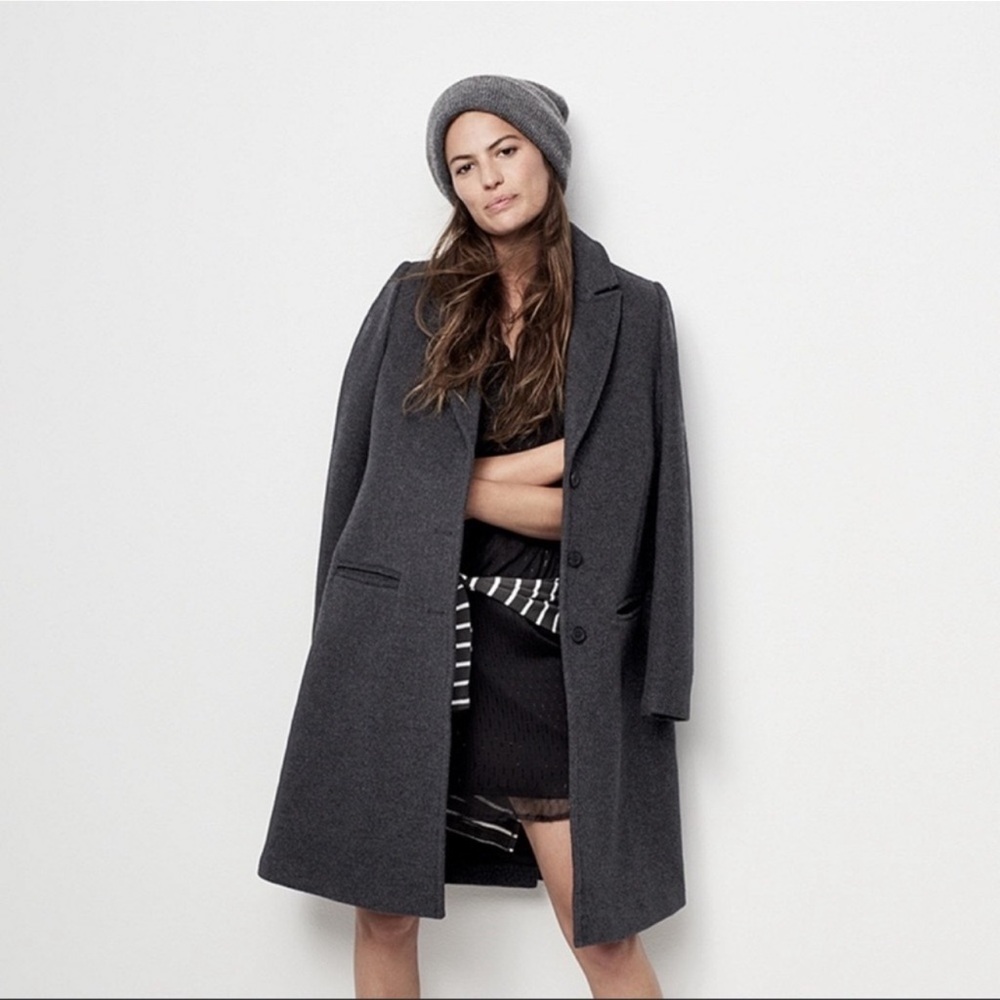 Madewell Teatro Swing Wool Long Collared Coat Heather Grey 4